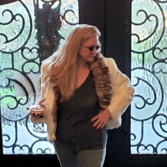 Soft, Ivory Rabbit Fur Coat w/Fox Collar - Picture 7 of 16